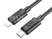 Cable de datos de alta calidad negro Hoco X96 de carga rápida 20W 2.4A PD con conectores USB Tipo C a Lightning de 1m longitud, en blister